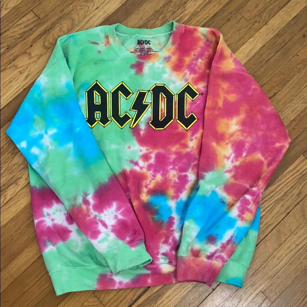 Ac/dc tie dye sweatshirt
